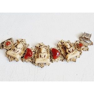 RARE Vintage Serlo Selini Unsigned Bracelet Faux Carnelia Stones